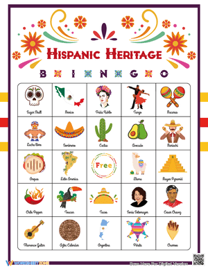 Hispanic Heritage Month Bingo Game Cards 1