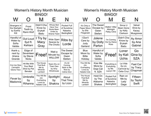 Women's History Month Musician BINGO 10