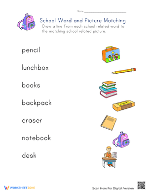 School Word and Picture Matching