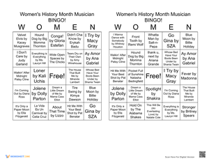 Women's History Month Musician BINGO 22