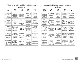 Women's History Month Musician BINGO 9