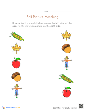 Fall Picture Matching Worksheet
