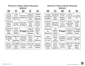 Women's History Month Musician BINGO 18