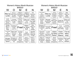 Women's History Month Musician BINGO 1