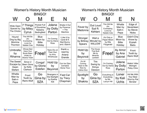Women's History Month Musician BINGO 19