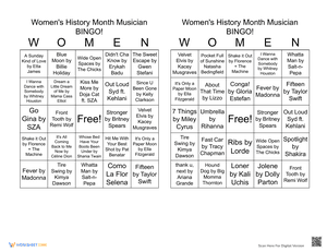 Women's History Month Musician BINGO 17
