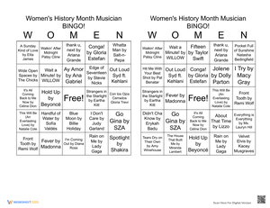 Women's History Month Musician BINGO 24