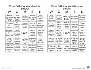 Women's History Month Musician BINGO 8