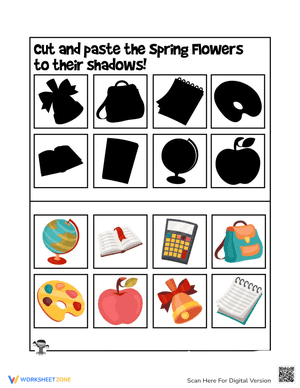 Back to School Shadow Matching Activity Page