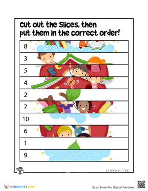 Back to School Ordering Numbers Printable Puzzle