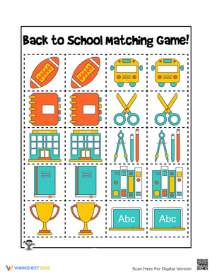 Printable Preschool Matching Memory Game