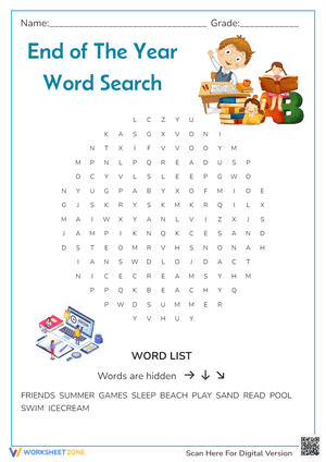 End of The Year Word Search