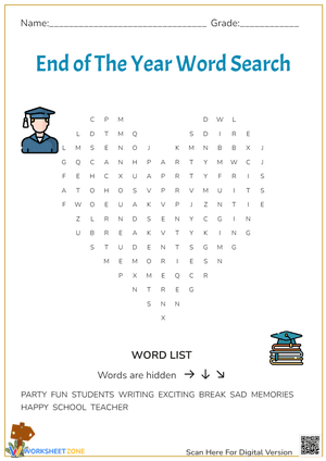 End of The Year Word Search