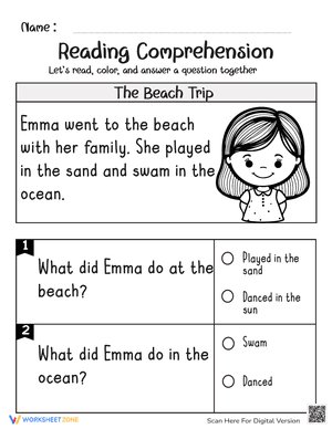 Reading Comprehension Passages - The Beach Trip
