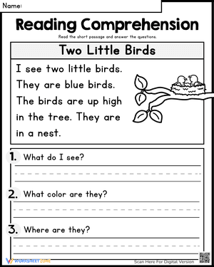 Two Little Birds Reading Comprehension Passages