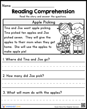 Reading Comprehension Passages - Apple Picking