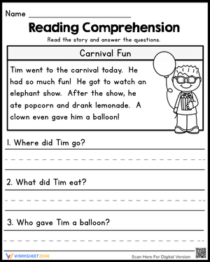 Reading Comprehension Passages - Carrnival Fun