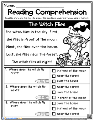 Autumn Reading Comprehension - The Witch Flies 1