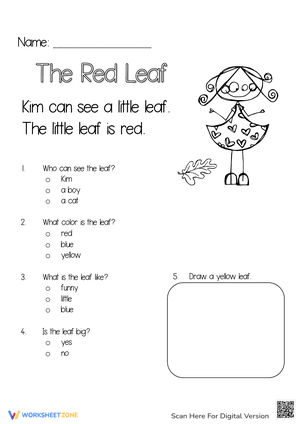 Fall Reading Comprehension - The Red Leaf