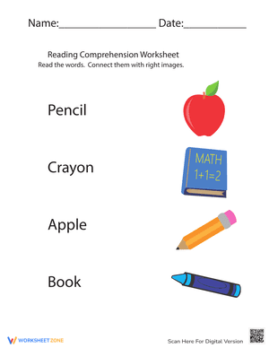 Reading Comprehension Worksheets for Back to School 1
