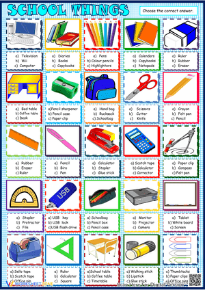 School things_ multiple choice activity