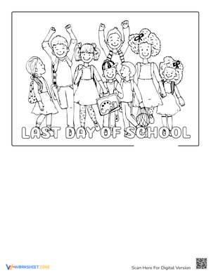 Children In Last Day Of School Coloring Page