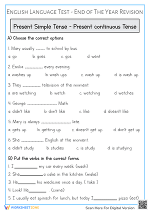 English Language Test - End of The Year Revision