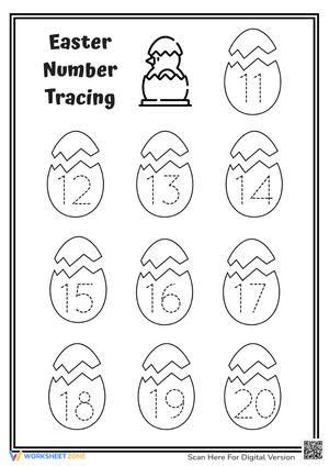Number Tracing Easter Worksheet (11-20)
