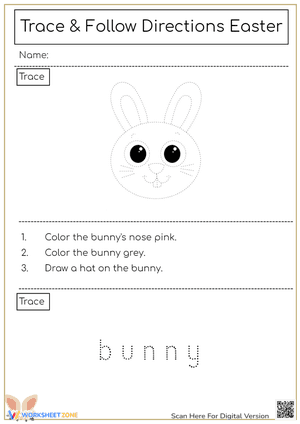 Trace & Follow Directions Easter - Bunny