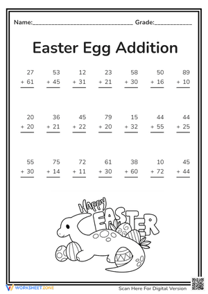 Easter Egg Addition with Two-digit Numbers