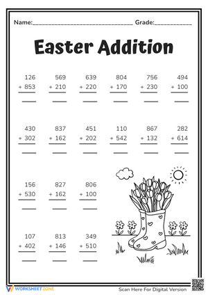 Easter Addition with Three-digit Numbers