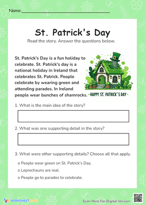 St. Patrick's Day Main Idea Freebie
