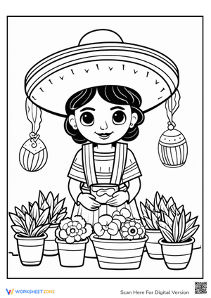 Mexican Girl Coloring Page