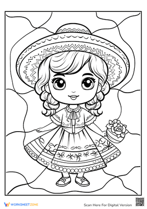 Mexican Girl Coloring Page