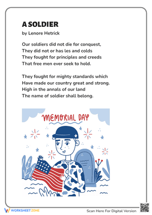 Memorial Day Kids Poems: A Solider