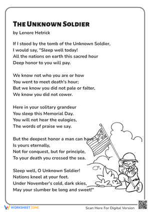 Memorial Day Kids Poems: The Unknown Solider