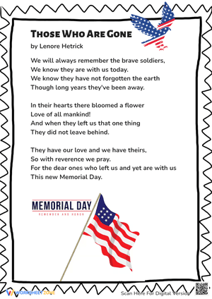 Memorial Day Kids Poems: "Those Who Are Gone"