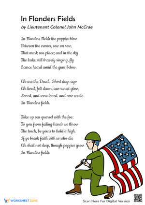 Memorial Day - Veteran's Day Poems - "In Flanders Fields"