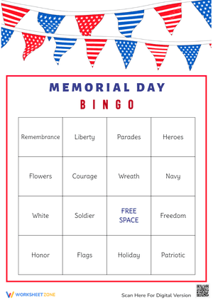 Memorial Day Bingo Game 1