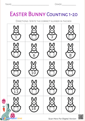 Easter Bunny Counting 1-20