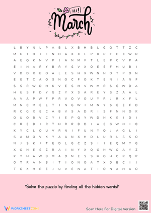 March Word Search Puzzle