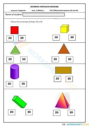 Difference between 2d and 3d shapes