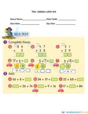 Addition within 100 - regrouping Year 1