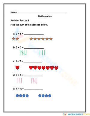 Addition Facts to 8