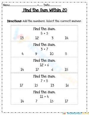 Find the Sum within 20