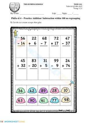 Practice Additon-Subtraction within 100 no regrouping