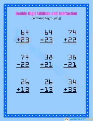 Double Digit Addition and Subtraction Set 2