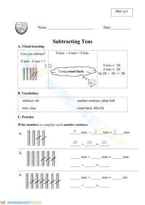 Subtracting Tens (PBT số 1)