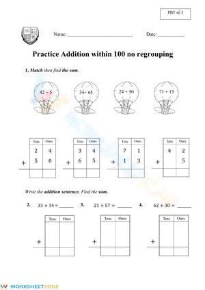Practice Additon within 100 no regrouping