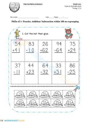 Practice Additon -Subtraction within 100 no regrouping